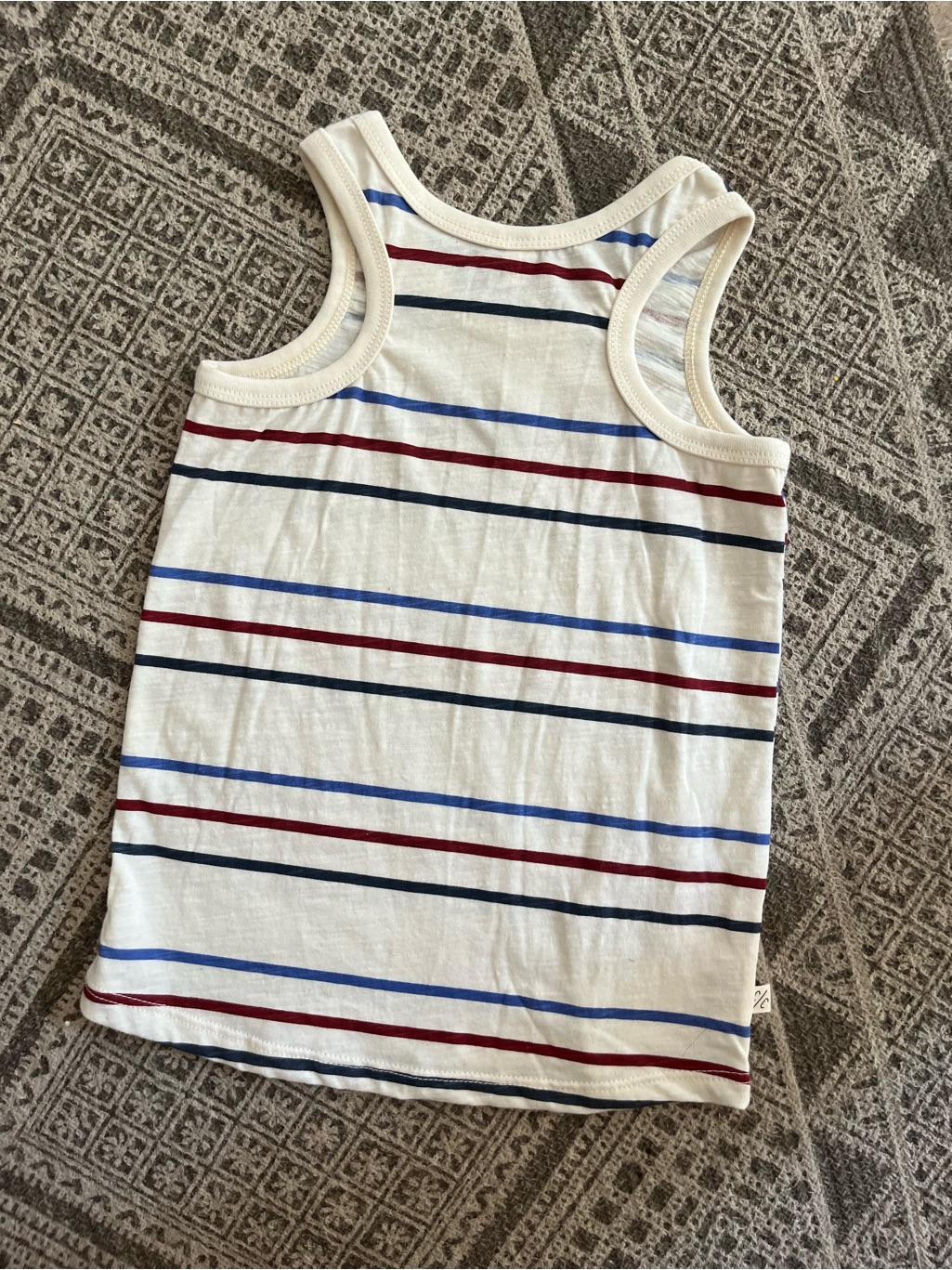 Childhoods Striped Cotton White Tank Top With Blue & Red Stripes | Boutique — image 4 of 4